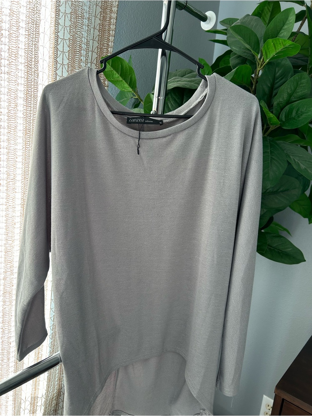 Zanzea Light Gray Relaxed Long Sleeve Tunic